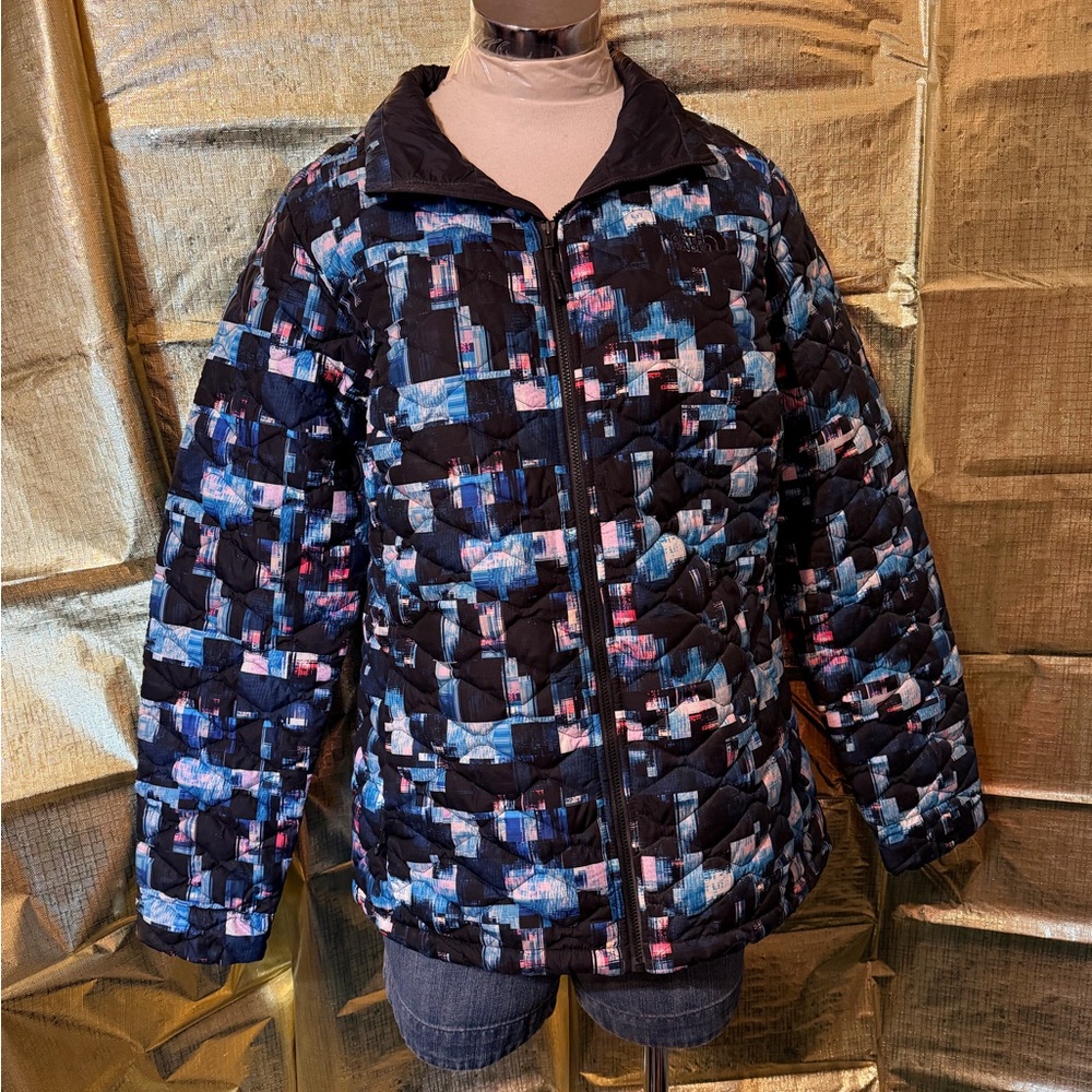 The North Face Women's Ski Jacket - Black and Blue Pattern